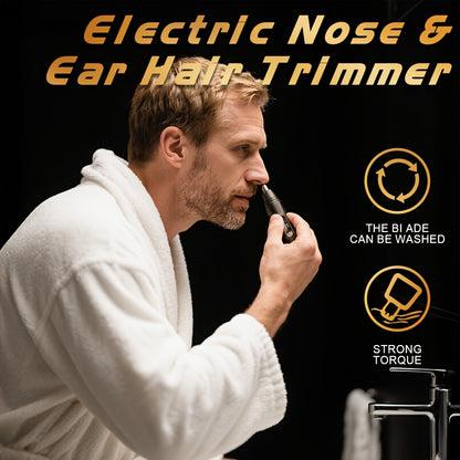Electric Nose Hair Trimmer with Digital Display - USB Rechargeable, Precision Stainless Steel Double-Edge Blade, 360° Painless Trimming, Full-Body Water Washable, Easy to Clean, Battery-Powered Personal Care Grooming Tool for Men & Women, Nose Hair