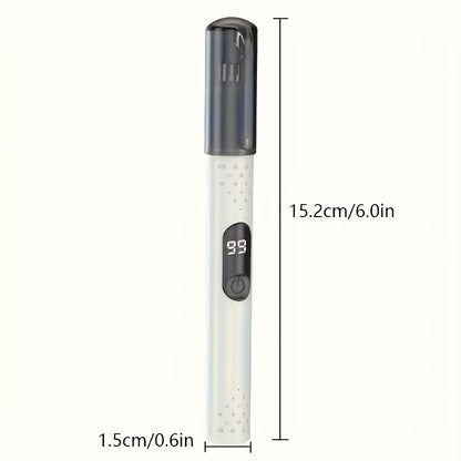 USB Rechargeable Painless Hair Trimmer & Epilator for Nose, Eyebrow, Ear Hair - Stainless Steel, Digital Display & Touch Control, Portable Mini Design, Light Beige Unisex Grooming Tool, Unisex Beauty Gadget, Eyebrow Shaping, Sleek Design, Precision