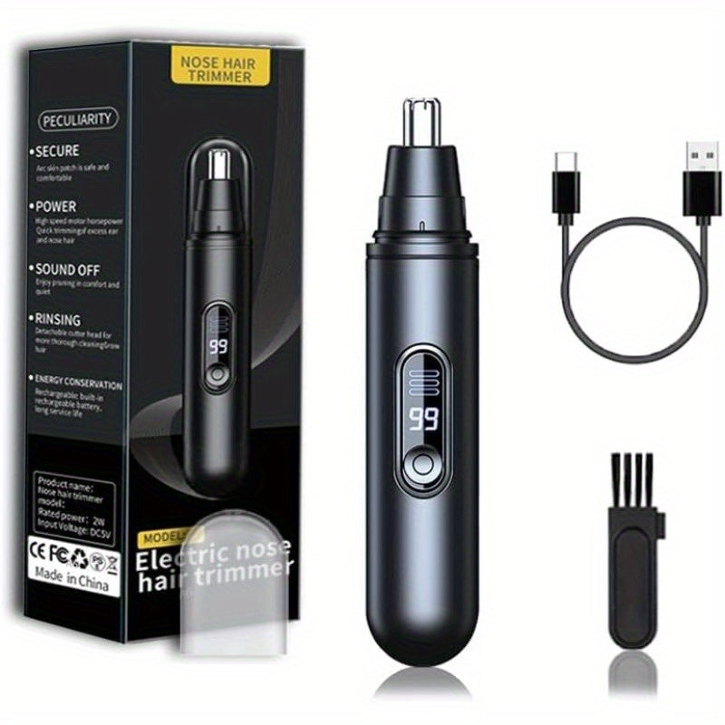 [Rechargeable Nose Trimmer] Painless Rechargeable Electric Nose Hair Trimmer for Men & Women | Quiet, with LED Display | Perfect for Travel, Daily Grooming, and Gift Ideas (Birthday, Holidays)