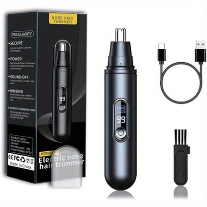 [Rechargeable Nose Trimmer] Painless Rechargeable Electric Nose Hair Trimmer for Men & Women | Quiet, with LED Display | Perfect for Travel, Daily Grooming, and Gift Ideas (Birthday, Holidays)
