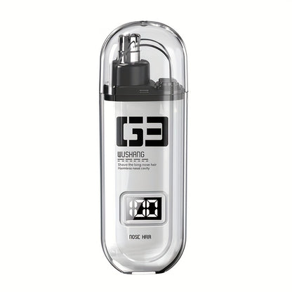 [Rechargeable Nose Trimmer] Painless USB Rechargeable Nose Hair Trimmer | Dual-Edge Blades, Easy to Clean, Lightweight & Portable for Men and Women, Plastic Body, Digital Display