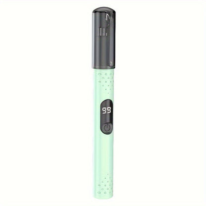 1pc USB Rechargeable Nose/ Eyebrow/ Ear Hair Trimmer & Epilator - Digital Display/ Beige Touch Control, Unisex Stylish Design, Portable Travel Essential, Painless, Skin-Friendly
