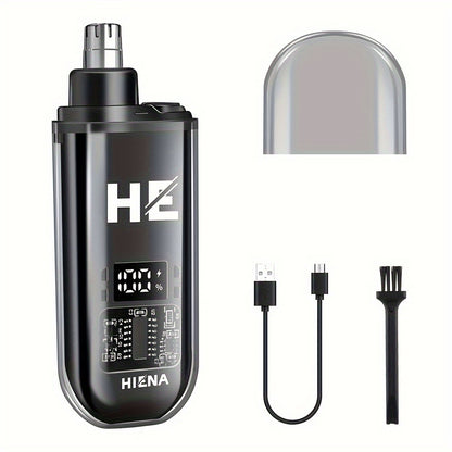 150mAh Mini Portable USB Rechargeable HIENA Electric Nose and Ear Hair Trimmer - Stainless Steel Head, Silent Motor, Nose Hair Cleaner - Gift for Men and Women, Plastic Material