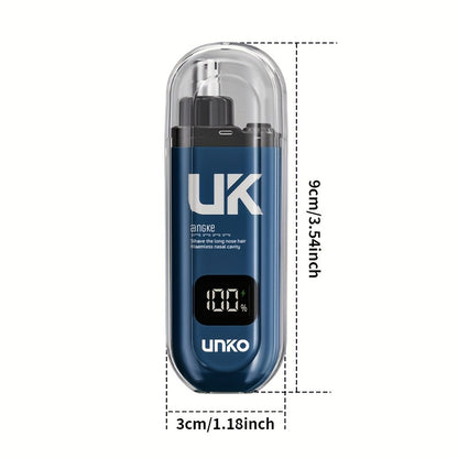 UNKO Portable Electric Nose Hair Trimmer with Digital Display, USB Rechargeable Lithium Battery, Easy Clean, for Men & Women, Nose Hair Removal