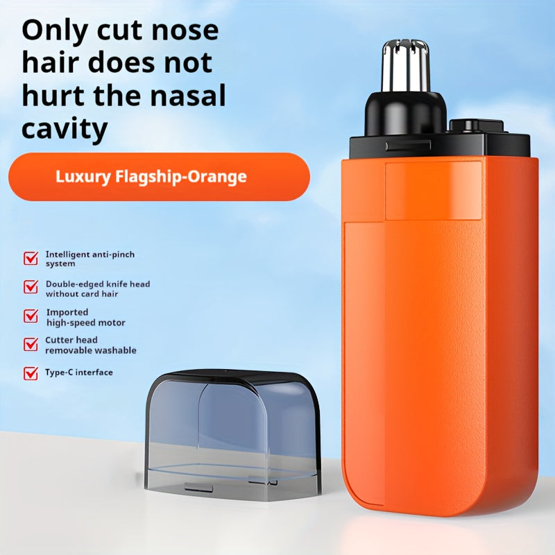 [Rechargeable Painless Nose Trimmer] USB Rechargeable Nose & Ear Hair Trimmer - Painless, Stainless Steel Blade, Portable Mini Design for Men & Women - Perfect Gift