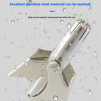 Manual Nose Hair Trimmer Set for Men and Women, Stainless Steel 12 Teeth V Blade Nasal Hair Clippers, Waterproof, Painless, Battery-Free, with Clean Brush & Travel Organizer