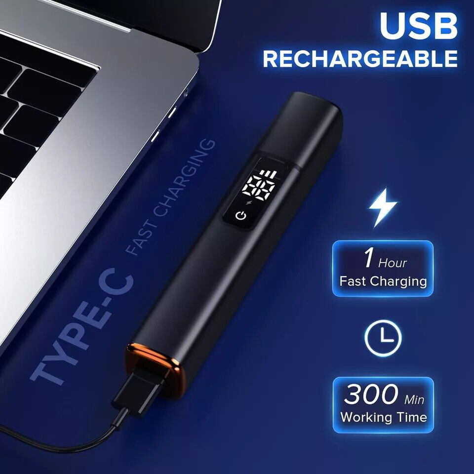 Ear and Nose Hair Trimmer with LED Display, USB Rechargeable Nose Trimmer Portable, Washable Cutter Head, Ear Trimmer, LED Display, All-metal Body,, Vacuum Cleaning, Father'S Day Gift