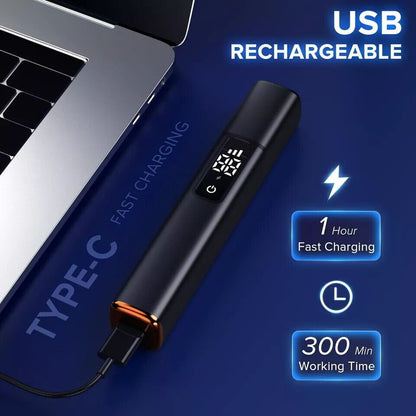 Ear and Nose Hair Trimmer with LED Display, USB Rechargeable Nose Trimmer Portable, Washable Cutter Head, Ear Trimmer, LED Display, All-metal Body,, Vacuum Cleaning, Father'S Day Gift