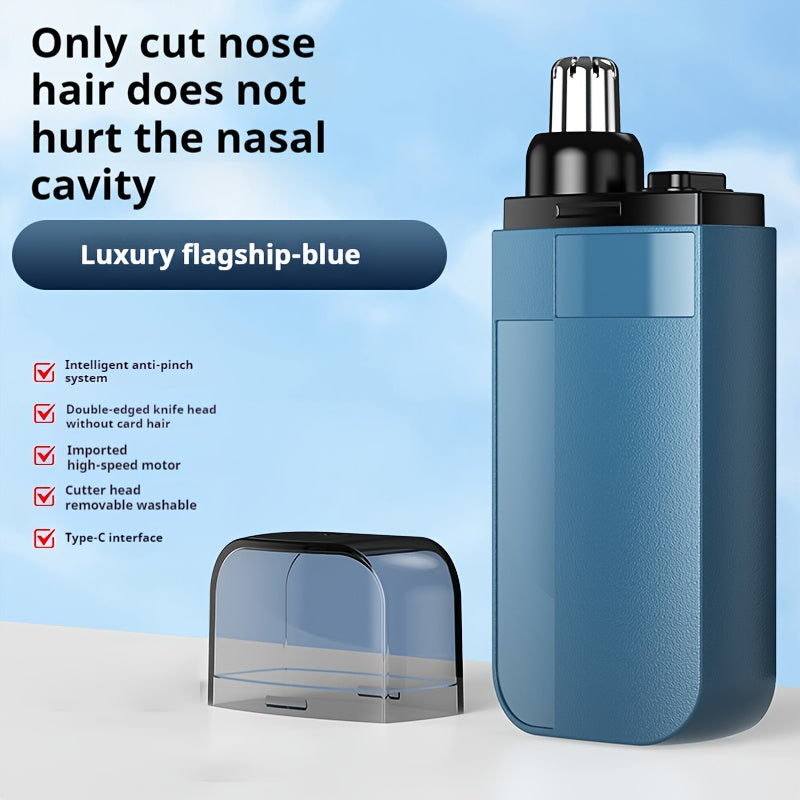 [Rechargeable Painless Nose Trimmer] USB Rechargeable Nose & Ear Hair Trimmer - Painless, Stainless Steel Blade, Portable Mini Design for Men & Women - Perfect Gift