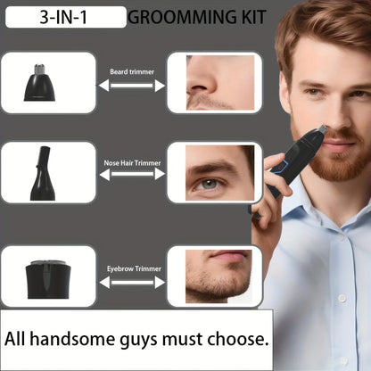 3-in-1 Professional Men's and Women's Grooming Kit, suitable for nose hair trimming, sideburns trimming, beard trimming, ear hair trimming, leg hair trimming, underarm hair trimming, bikini line trimming, razor, electric shaver, full body hair trimmer,