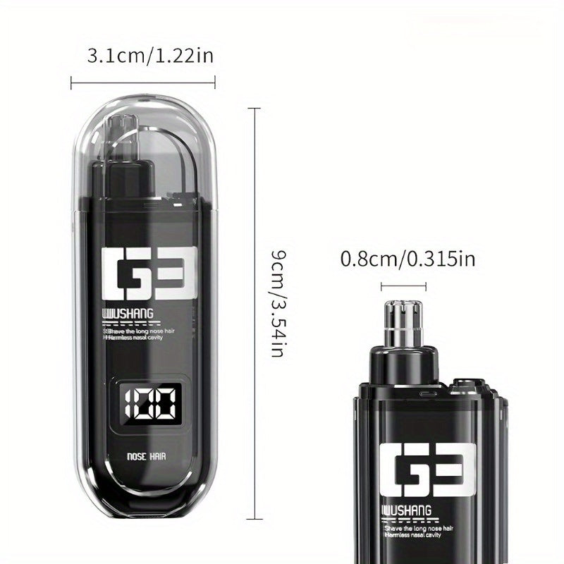 [Painless Trimmer] Painless Nose Hair Trimmer | USB Rechargeable, Dual-Edge Blades, Easy to Clean, Lightweight & Portable for Men and Women, Plastic Body, Digital Display