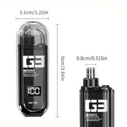 [Painless Trimmer] Painless Nose Hair Trimmer | USB Rechargeable, Dual-Edge Blades, Easy to Clean, Lightweight & Portable for Men and Women, Plastic Body, Digital Display