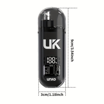 UNOKO Double-Edged Electric Nose & Ear Hair Trimmer for Men and Women - USB Rechargeable, 150mAh Battery, Digital Display, High-Speed Motor, Large Screen, Intelligent Digital Display, Black & Blue Options