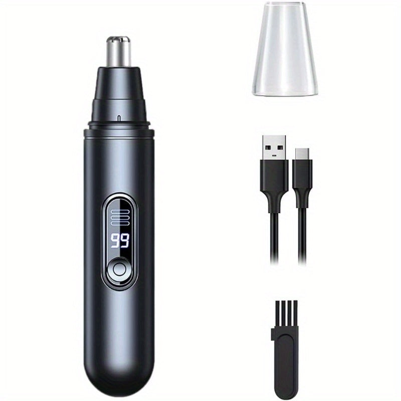 [Rechargeable Nose Trimmer] Painless Rechargeable Electric Nose Hair Trimmer for Men & Women | Quiet, with LED Display | Perfect for Travel, Daily Grooming, and Gift Ideas (Birthday, Holidays)
