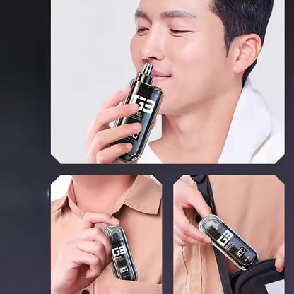 [Rechargeable Nose Trimmer] Painless USB Rechargeable Nose Hair Trimmer | Dual-Edge Blades, Easy to Clean, Lightweight & Portable for Men and Women, Plastic Body, Digital Display