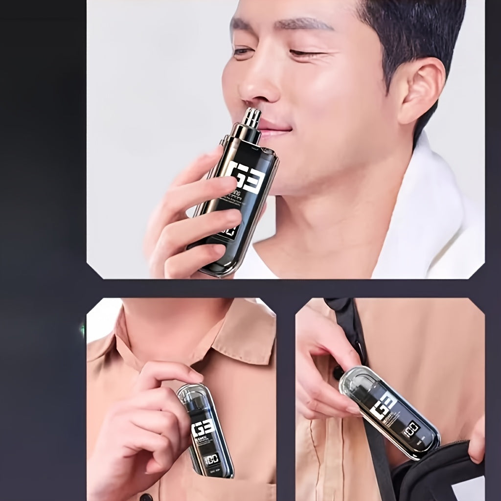 [Painless Trimmer] Painless Nose Hair Trimmer | USB Rechargeable, Dual-Edge Blades, Easy to Clean, Lightweight & Portable for Men and Women, Plastic Body, Digital Display