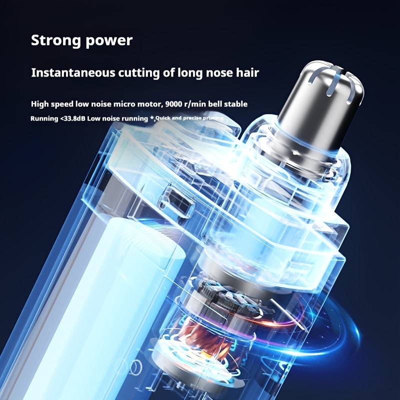 [Rechargeable Painless Nose Trimmer] USB Rechargeable Nose & Ear Hair Trimmer - Painless, Stainless Steel Blade, Portable Mini Design for Men & Women - Perfect Gift