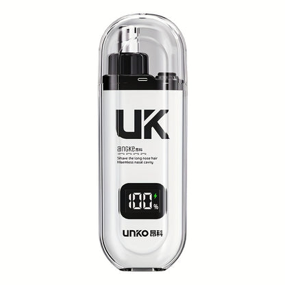 UNKO Portable Electric Nose Hair Trimmer with Digital Display, USB Rechargeable Lithium Battery, Easy Clean, for Men & Women, Nose Hair Removal