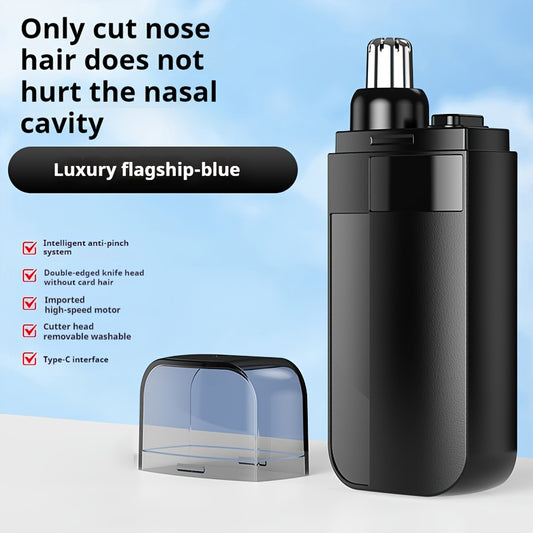 [Rechargeable Painless Nose Trimmer] USB Rechargeable Nose & Ear Hair Trimmer - Painless, Stainless Steel Blade, Portable Mini Design for Men & Women - Perfect Gift