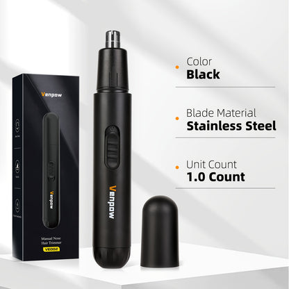 Electric Nose Hair Trimmer with Digital Display - USB Rechargeable, Precision Stainless Steel Double-Edge Blade, 360° Painless Trimming, Full-Body Water Washable, Easy to Clean, Battery-Powered Personal Care Grooming Tool for Men & Women, Nose Hair