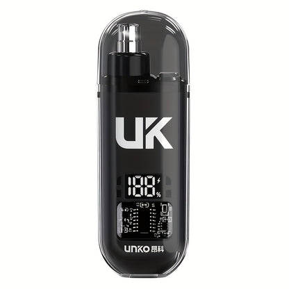 UNOKO Double-Edged Electric Nose & Ear Hair Trimmer for Men and Women - USB Rechargeable, 150mAh Battery, Digital Display, High-Speed Motor, Large Screen, Intelligent Digital Display, Black & Blue Options