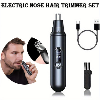 [Rechargeable Nose Trimmer] Painless Rechargeable Electric Nose Hair Trimmer for Men & Women | Quiet, with LED Display | Perfect for Travel, Daily Grooming, and Gift Ideas (Birthday, Holidays)